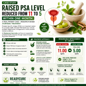 Raised PSA Level Reduced from 11 to 5 Within One Month with Ayurvedic Treatment